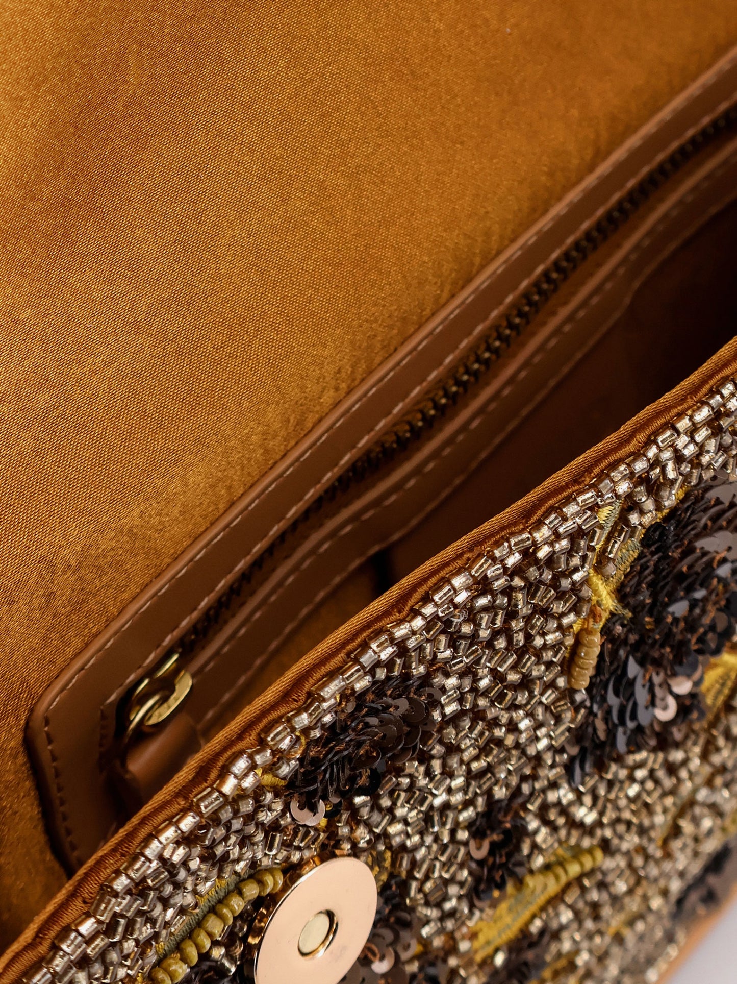 Shoulder bag with all-over bead embroidery