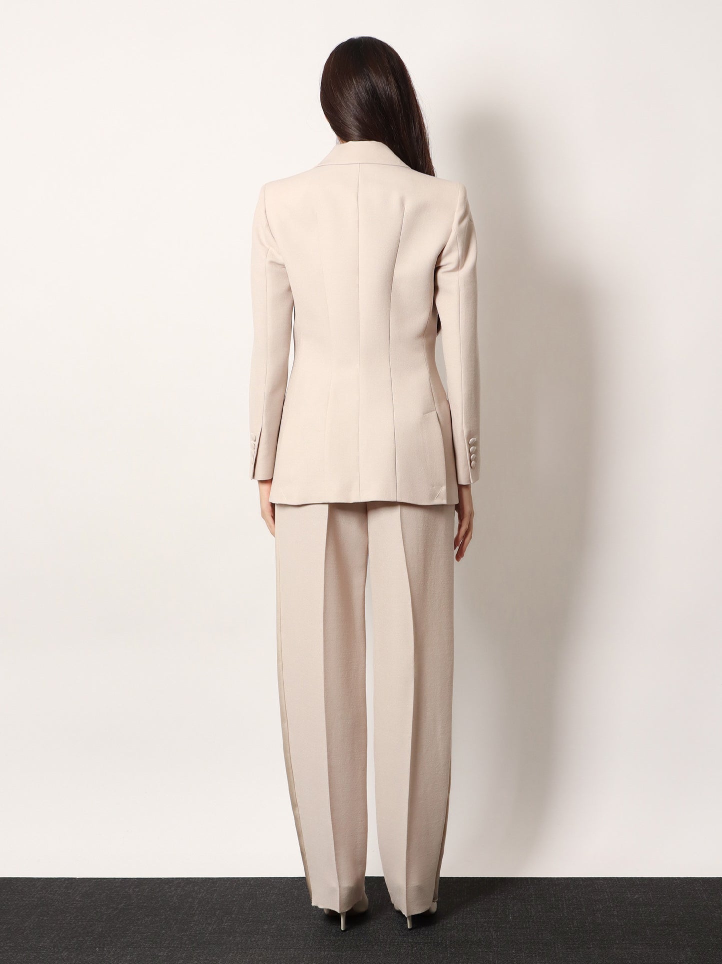 Wool blend trouserw with satin profiles