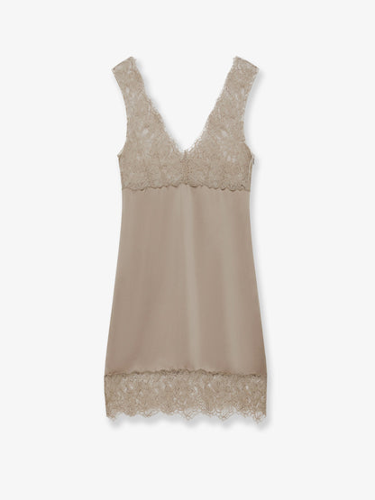 Satin short dress with lace inserts thumbnail