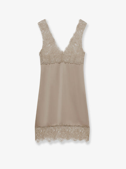 Satin short dress with lace inserts thumbnail