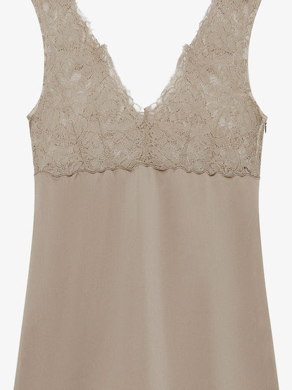 Satin short dress with lace inserts thumbnail