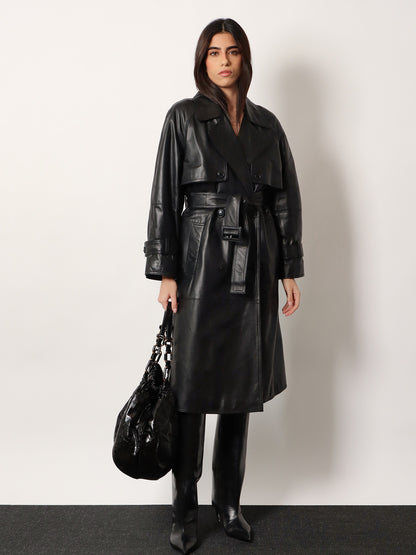 First Class leather trench with padding thumbnail