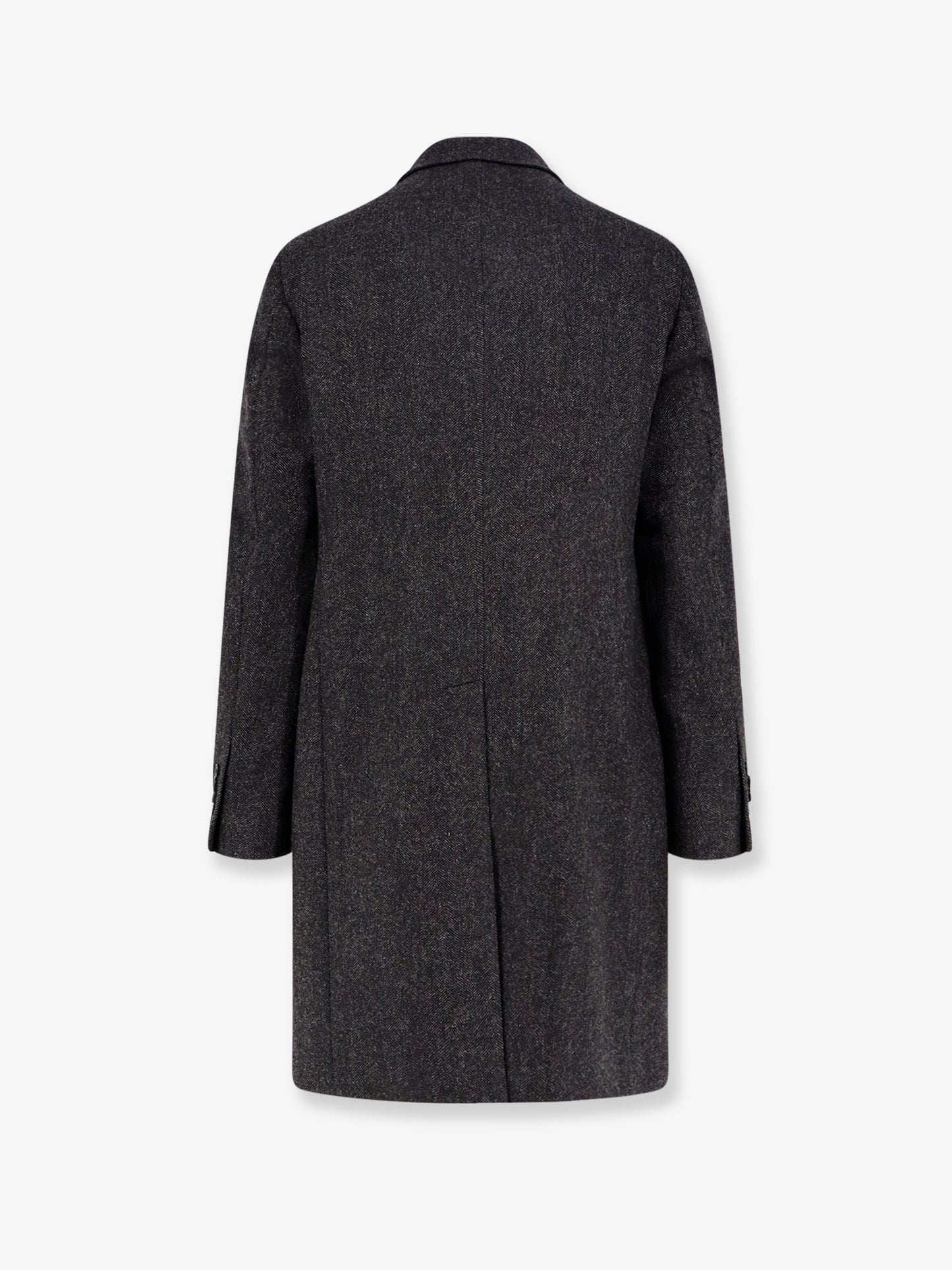 Herringbone virgin wool and cashmere coat