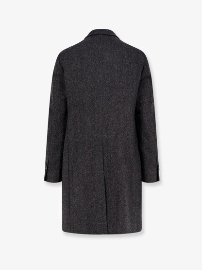 Herringbone virgin wool and cashmere coat thumbnail