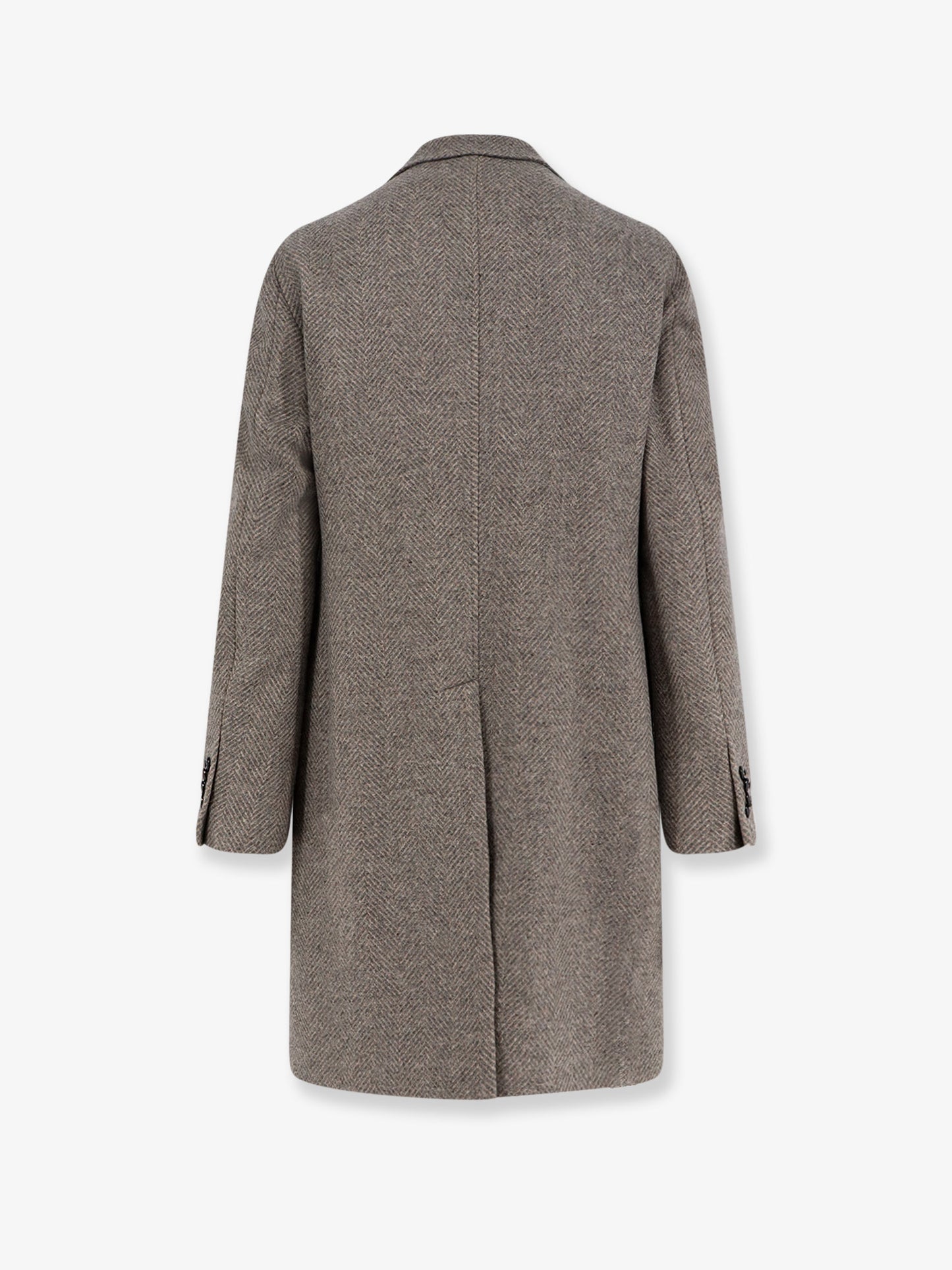 Herringbone virgin wool and cashmere coat