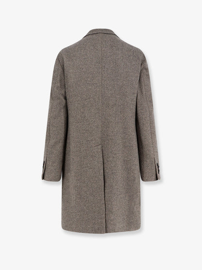 Herringbone virgin wool and cashmere coat thumbnail