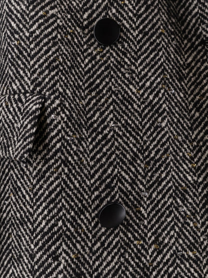Julia wool blend coat with herringbone pattern thumbnail