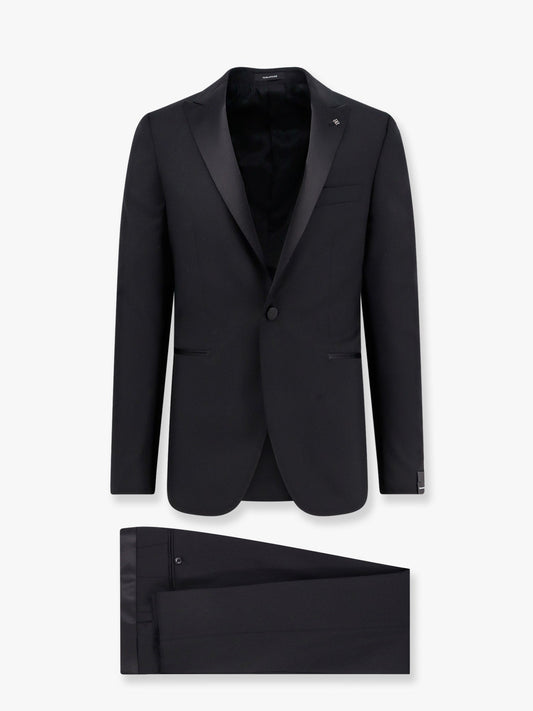 Virgin wool tuxedo with iconic brooch
