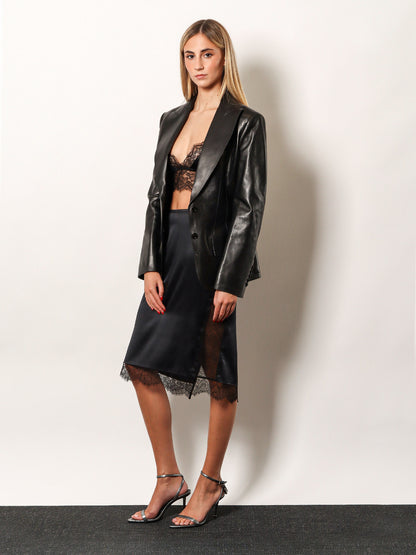 Silk skirt with lace inserts thumbnail