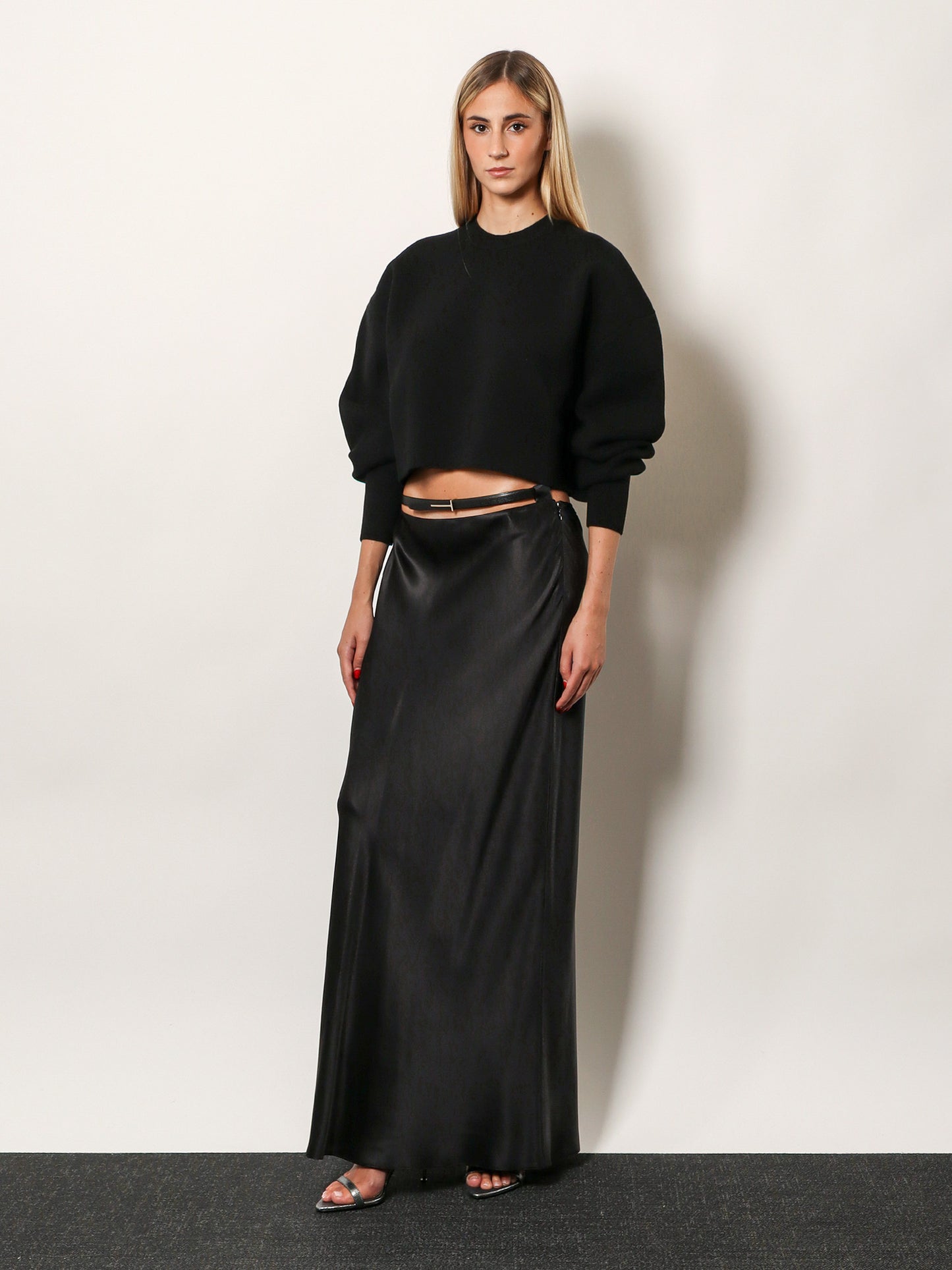 Silk midi skirt