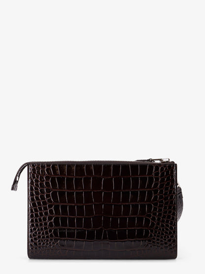 Crocodile-print leather clutch bag thumbnail
