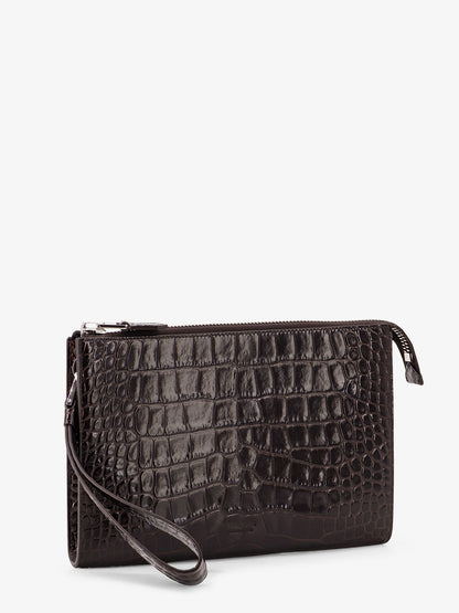 Crocodile-print leather clutch bag thumbnail