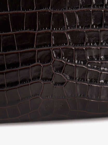 Crocodile-print leather clutch bag thumbnail