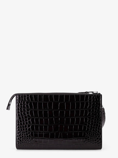 Crocodile-print leather clutch bag thumbnail