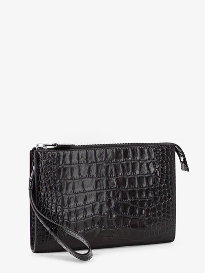 Crocodile-print leather clutch bag thumbnail