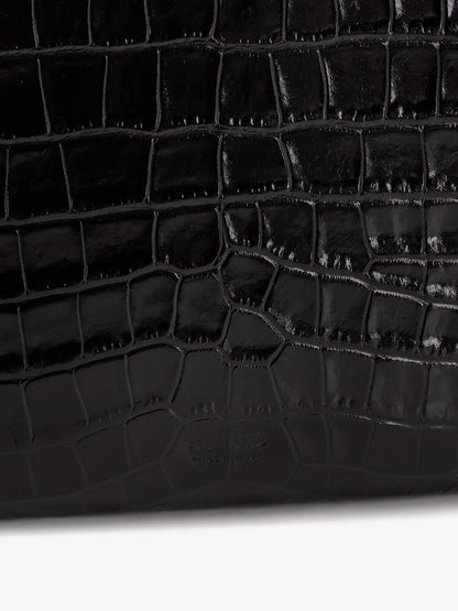 Crocodile-print leather clutch bag thumbnail