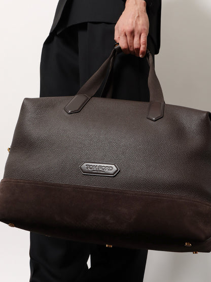 Leather travel bag with suede inserts thumbnail