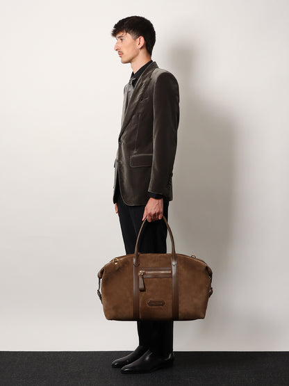 Suede travel bag with leather inserts thumbnail