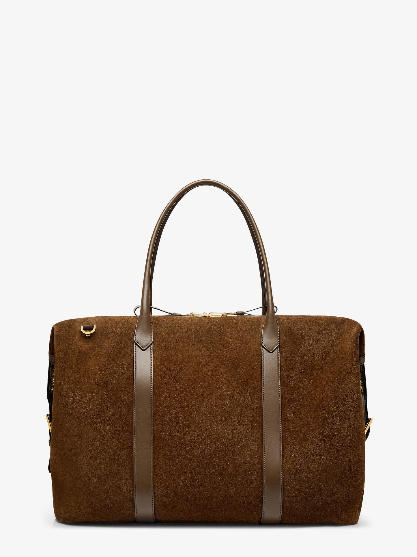 Suede travel bag with leather inserts
