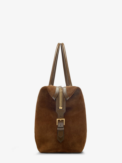 Suede travel bag with leather inserts thumbnail