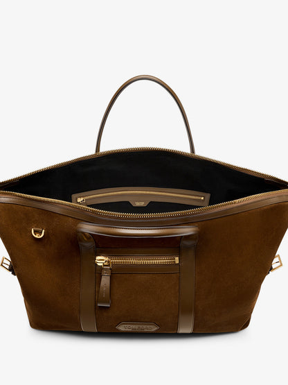 Suede travel bag with leather inserts thumbnail