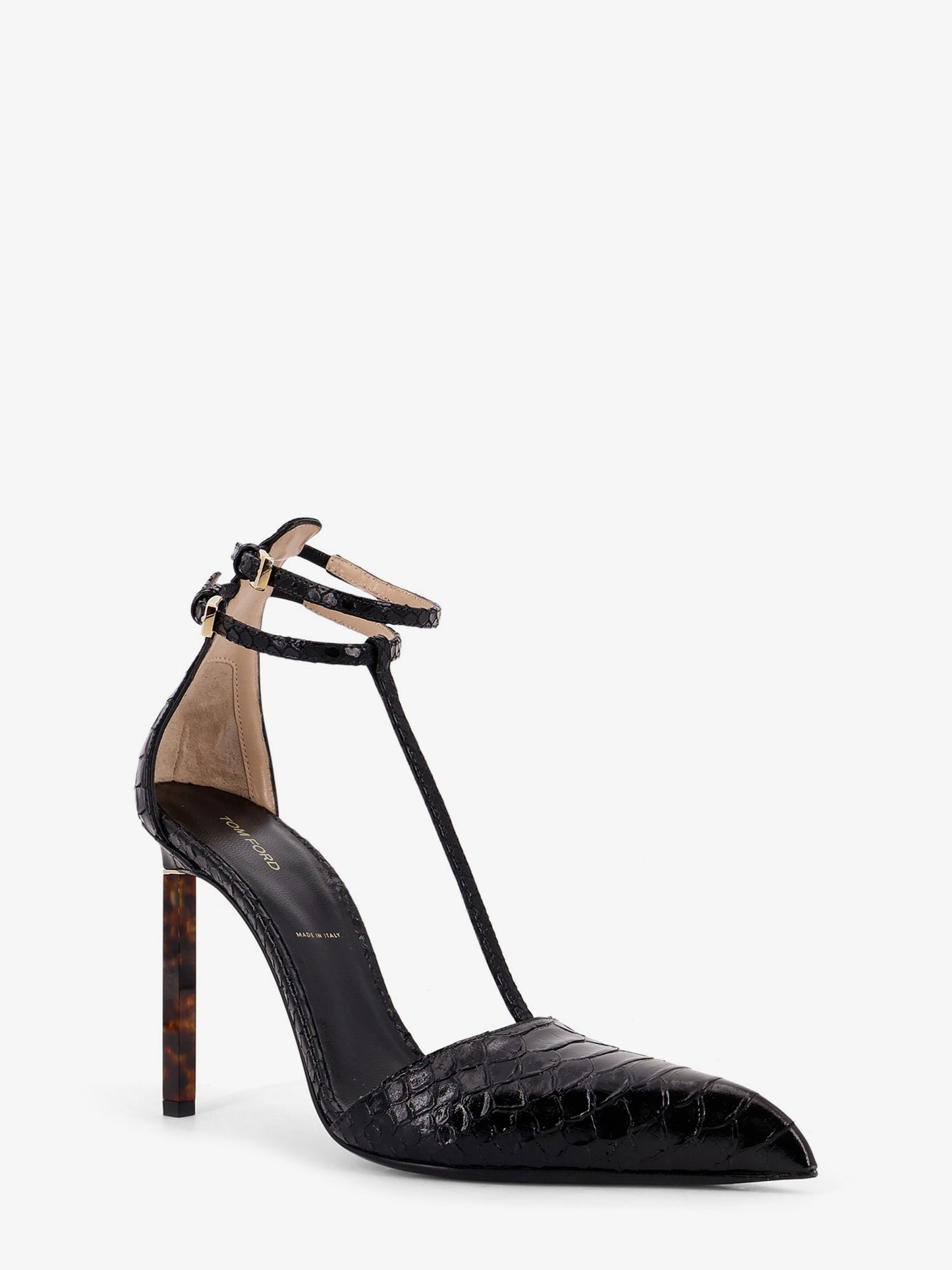 Python-effect leather pumps