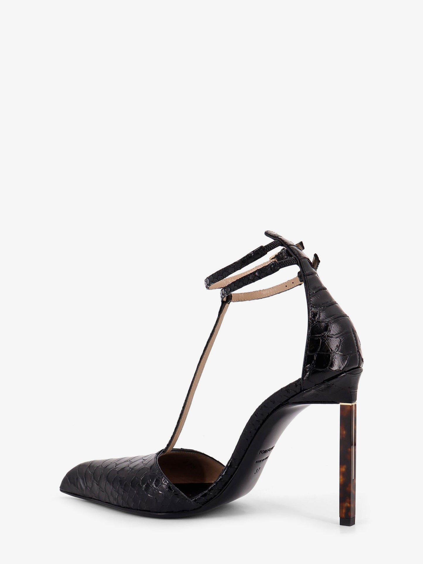 Python-effect leather pumps
