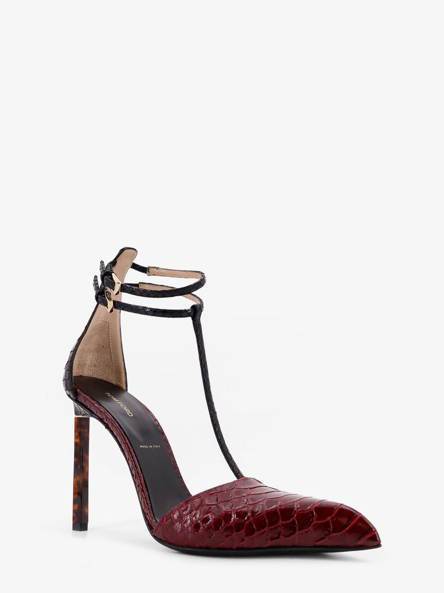 Python-effect leather pumps