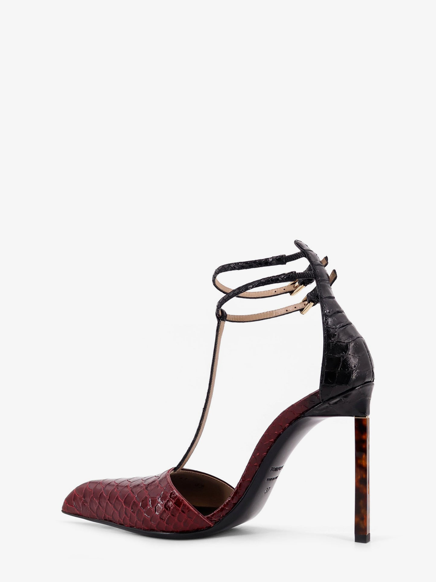 Python-effect leather pumps