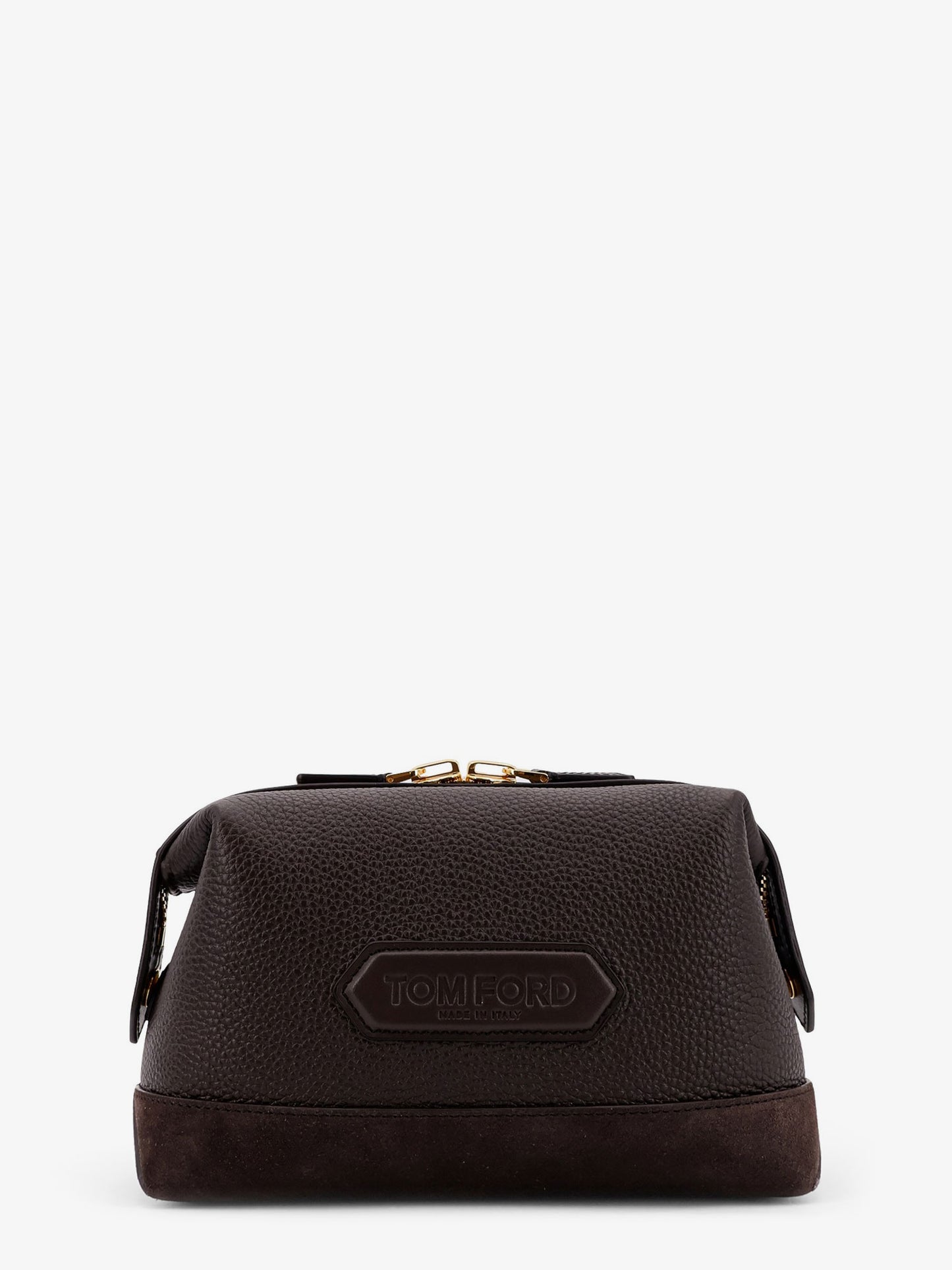 Suede and leather clutch