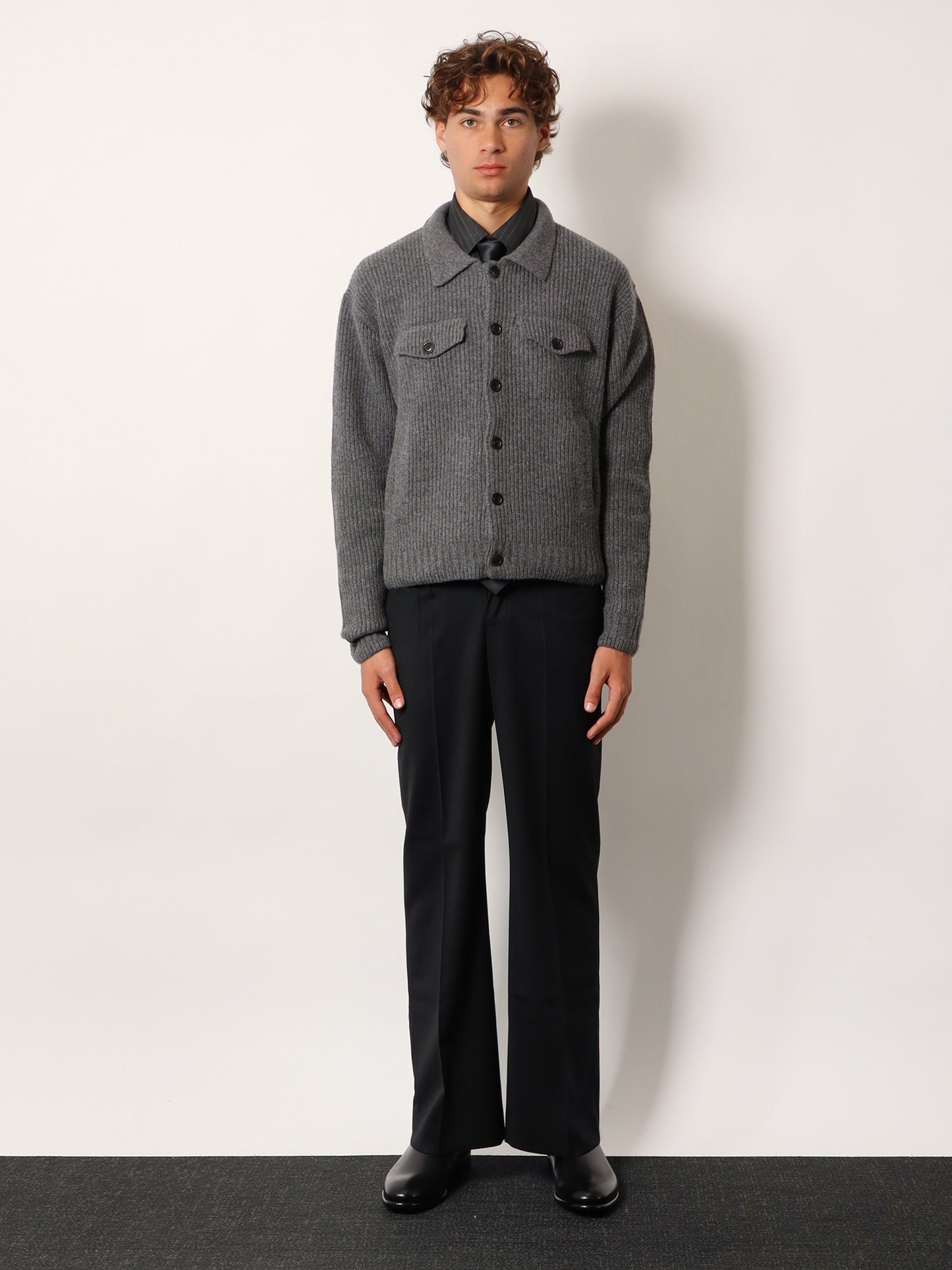 Ribbed wool and cotton cardigan