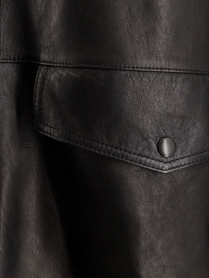 Long padded leather Unisex jacket thumbnail