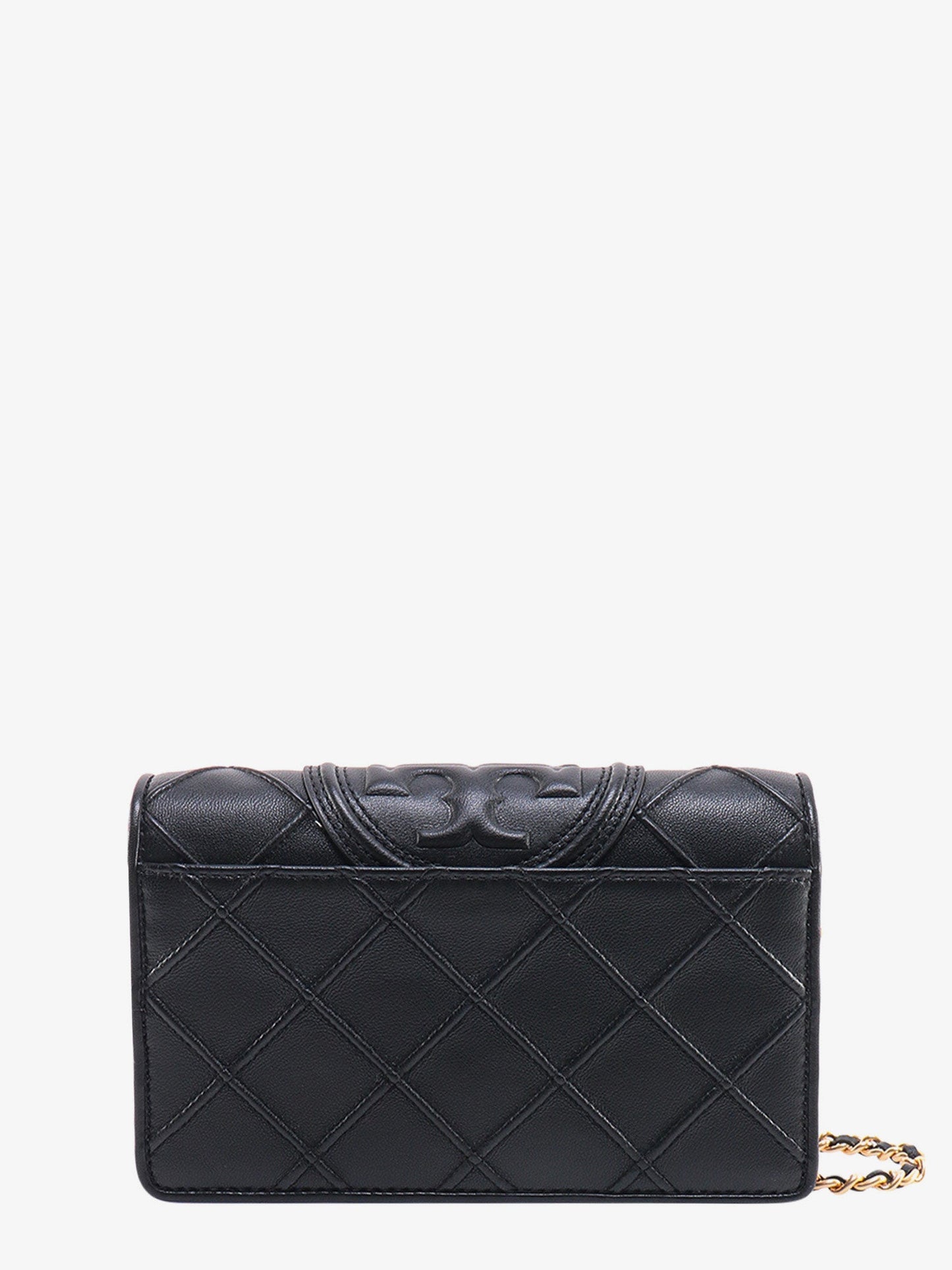 Stitched leather shoulder bag with embossed logo