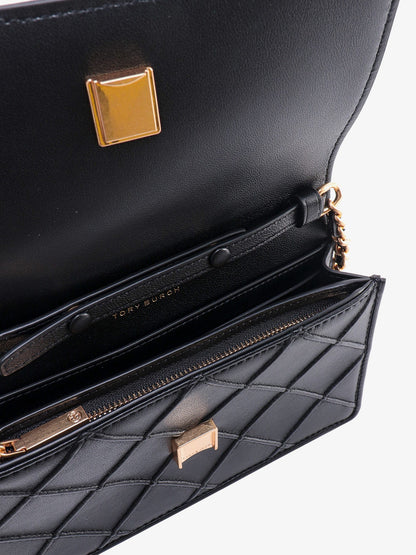 Stitched leather shoulder bag with embossed logo thumbnail