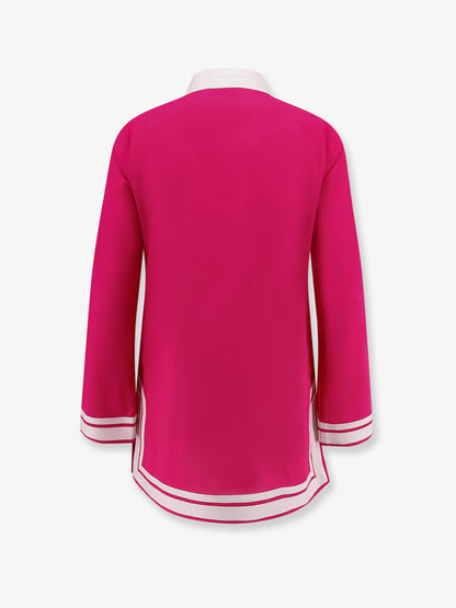 Cotton short dress with contrasting profiles thumbnail