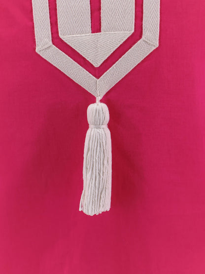 Cotton short dress with contrasting profiles thumbnail