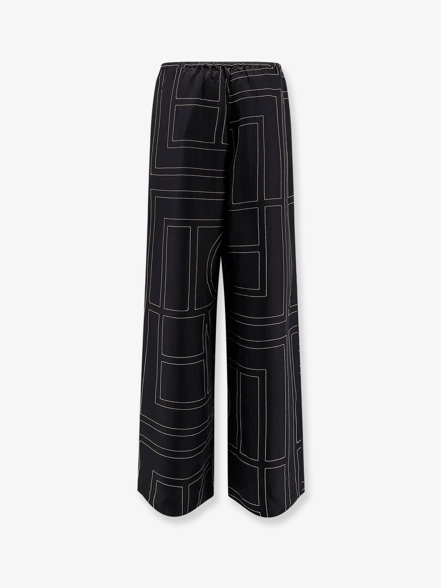 Silk trousers with Monogram Logo embroidery