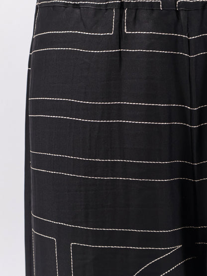 Silk trousers with Monogram Logo embroidery thumbnail