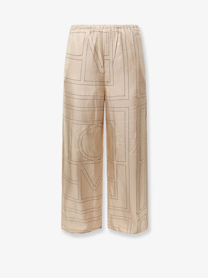 Silk trousers with monogram logo embroidery thumbnail