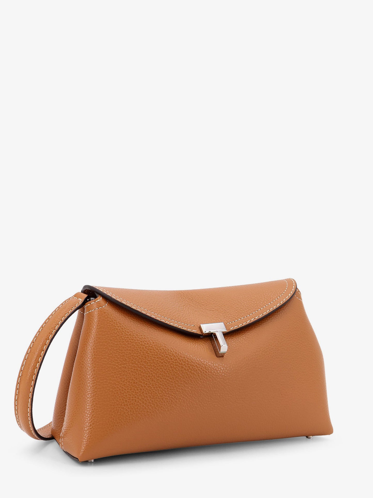 T-Lock leather clutch with contrasting stitching
