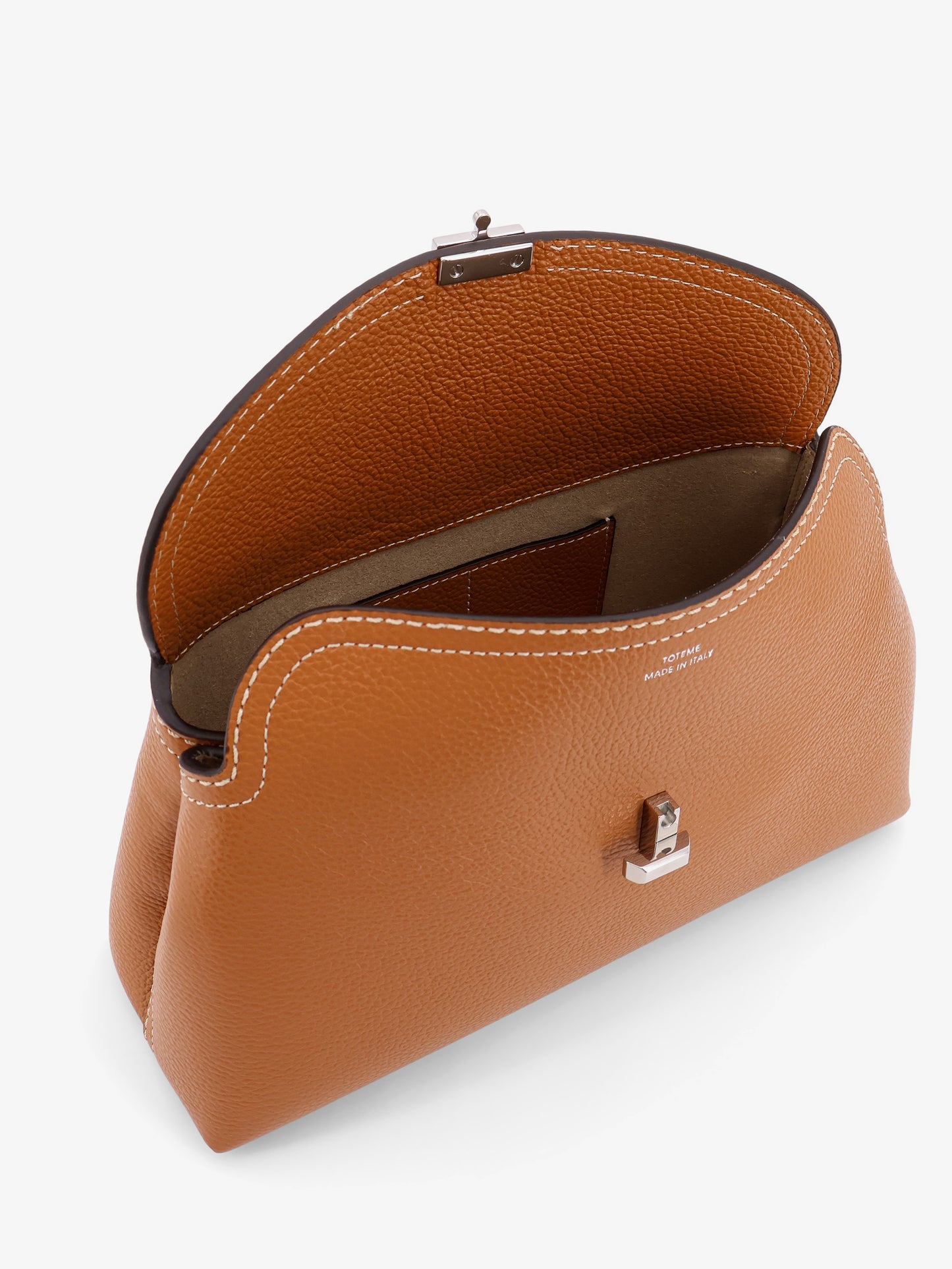 T-Lock leather clutch with contrasting stitching