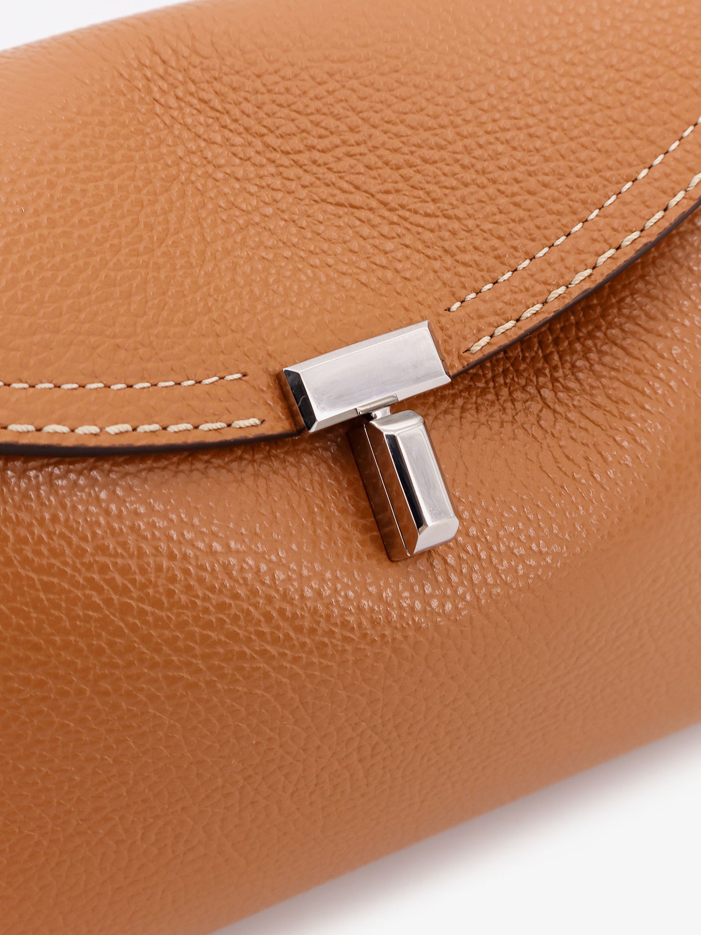 T-Lock leather clutch with contrasting stitching