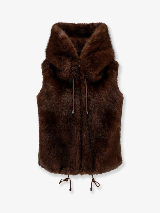 Sleeveless faux fur jacket