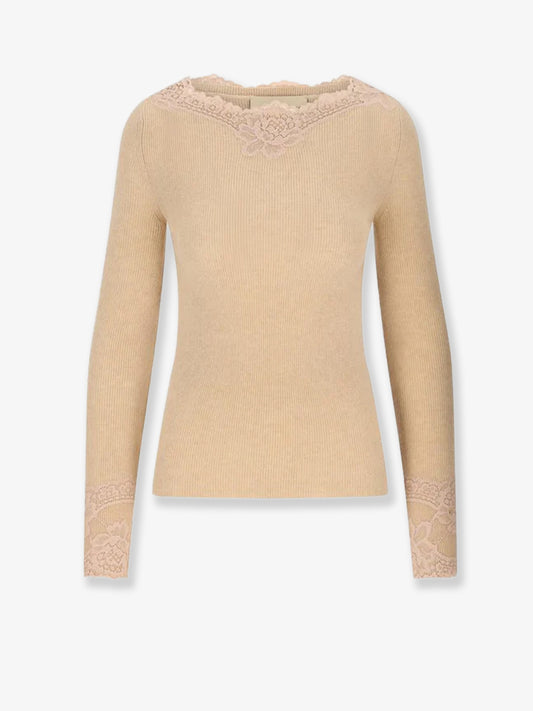 Maglia in cashmere con inserti in pizzo