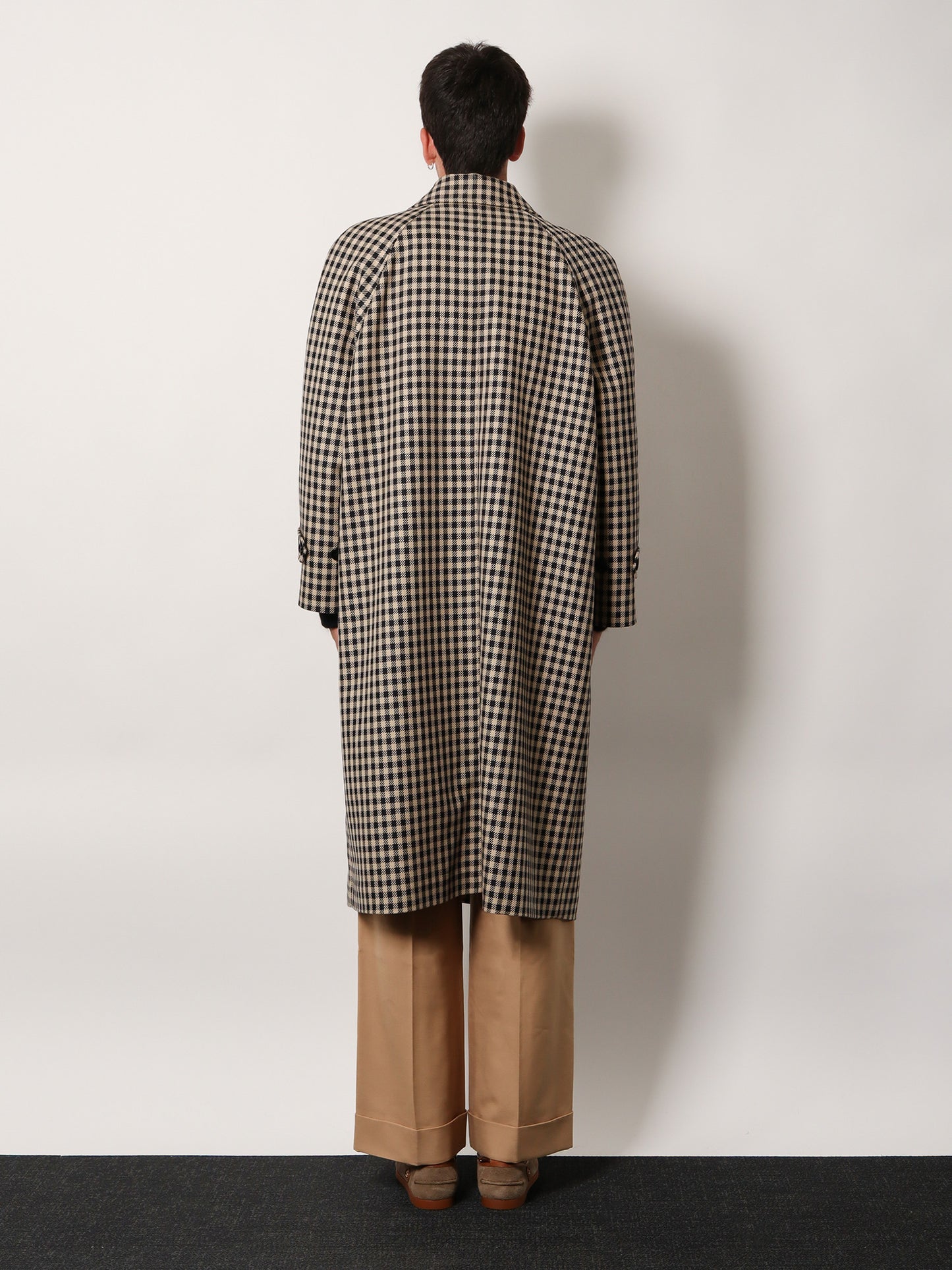 Wool and cotton coat with Vichy motif