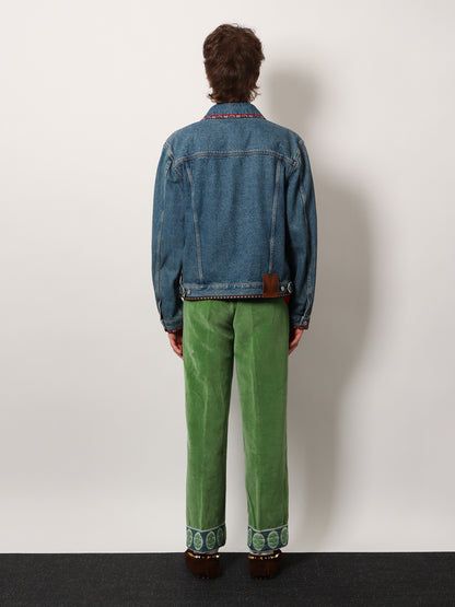 Denim jacket with multicolor embroidery thumbnail