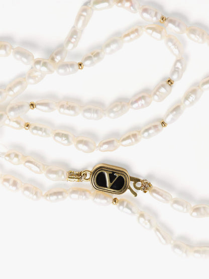 Metal necklace with pearls thumbnail