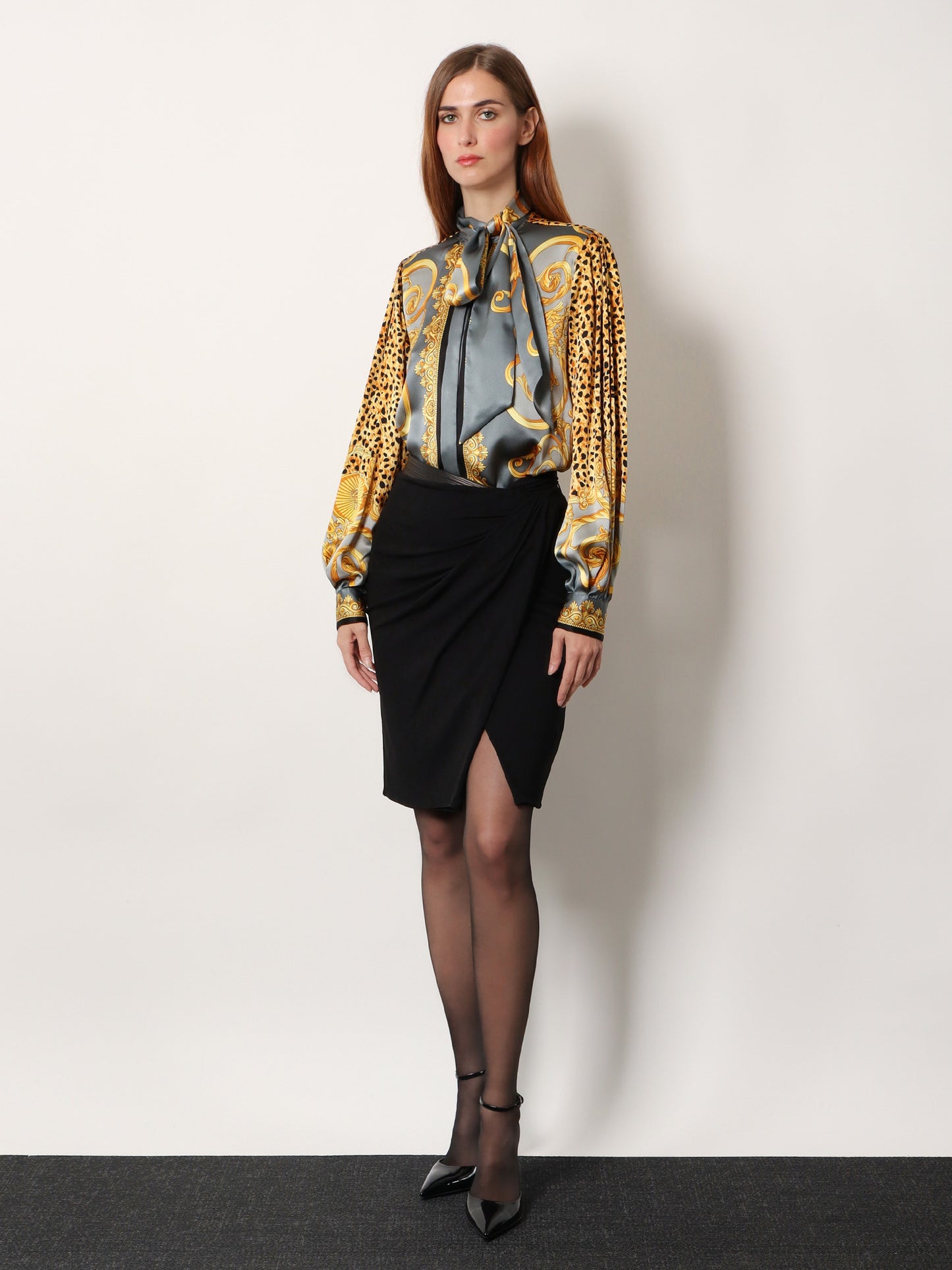 Stretch viscose midi skirt