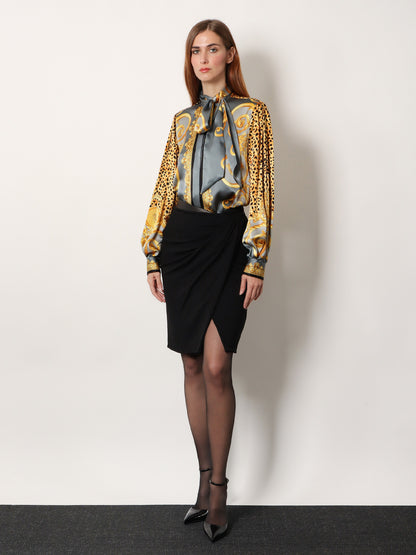 Stretch viscose midi skirt thumbnail