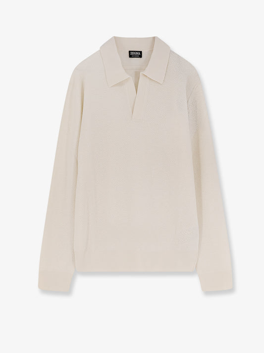 Jacquard cashmere polo sweater